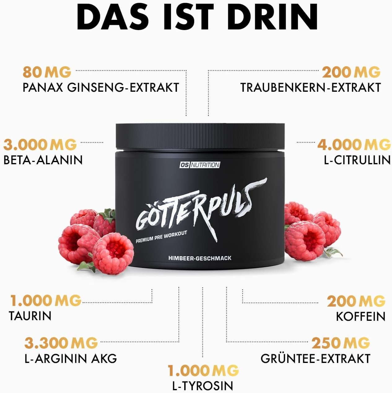 Preworkout Götterpuls Premium – L‑Citrulina, L‑Arginina AKG, Beta‑Alanina & Cofeina - imagine 6