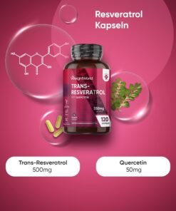 Alternative view of Trans‑Resveratrol 500 mg + Quercetin – supliment nad antioxidanți pentru energie și anti-aging