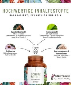 Supliment pt imunitate cu Echinacea 500 mg, vitamina C, zinc & seleniu – suplimente imunitate adulți