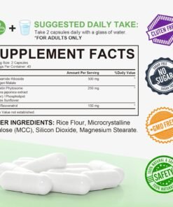 Supliment NAD+ cu Resveratrol – 900 mg pentru imunitate, energie celulară și anti‑îmbătrânire – 160 capsule