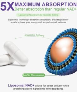 Supliment NAD+ cu Resveratrol – 900 mg pentru imunitate, energie celulară și anti‑îmbătrânire – 160 capsule