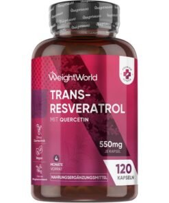 Trans‑Resveratrol 500 mg + Quercetin – supliment nad antioxidanți pentru energie și anti-aging