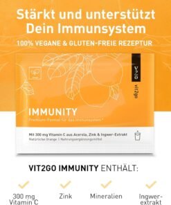 IMMNITY sachets – suplimente pentru imunitate cu Vitamina C, zinc & echinacea în pulbere