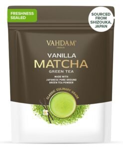 VAHDAM, Pudră de ceai verde Matcha cu vanilie (100 g, peste 100 de căni) Pudră de ceai Matcha 100% naturală, de origine japoneză, de calitate premium | Preparați un latte delicios