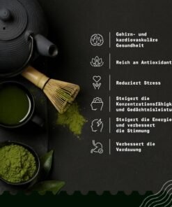 NaturaleBio Matcha Calitate Ceremonială 30g, 50g, 100g Pudră Matcha Originală Organică din Japonia. Ceai Verde, Calitate Ceremonială. Ideal pentru băut, gătit și ca adaos la Coffee Latte.