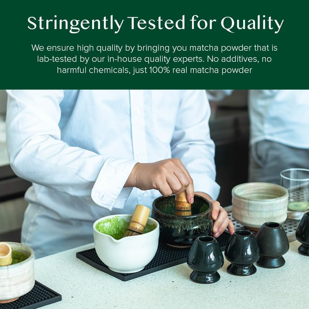 VAHDAM, Pudră de ceai verde Matcha cu vanilie (100 g, peste 100 de căni) Pudră de ceai Matcha 100% naturală, de origine japoneză, de calitate premium | Preparați un latte delicios