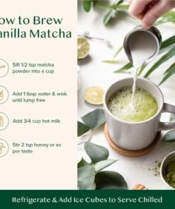 VAHDAM, Pudră de ceai verde Matcha cu vanilie (100 g, peste 100 de căni) Pudră de ceai Matcha 100% naturală, de origine japoneză, de calitate premium | Preparați un latte delicios