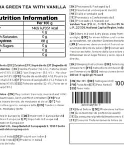 VAHDAM, Pudră de ceai verde Matcha cu vanilie (100 g, peste 100 de căni) Pudră de ceai Matcha 100% naturală, de origine japoneză, de calitate premium | Preparați un latte delicios