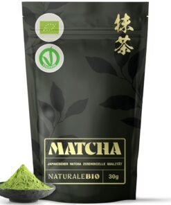 NaturaleBio Matcha Calitate Ceremonială 30g, 50g, 100g Pudră Matcha Originală Organică din Japonia. Ceai Verde, Calitate Ceremonială. Ideal pentru băut, gătit și ca adaos la Coffee Latte.
