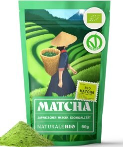 Pudră de ceai verde organic NaturaleBio 100 g. Pentru gătit și copt. Matcha japonez original. Ceai verde din Japonia, vegan, fără gluten și OMG. Produs organic natural